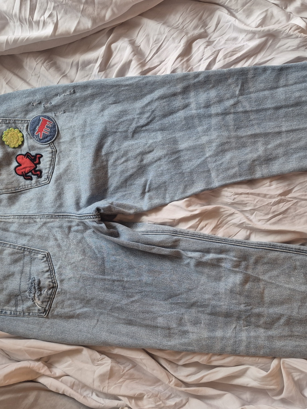 American Eagle Outfitters Light Blue Distressed Straight Leg Jeans - Picture 3 of 12